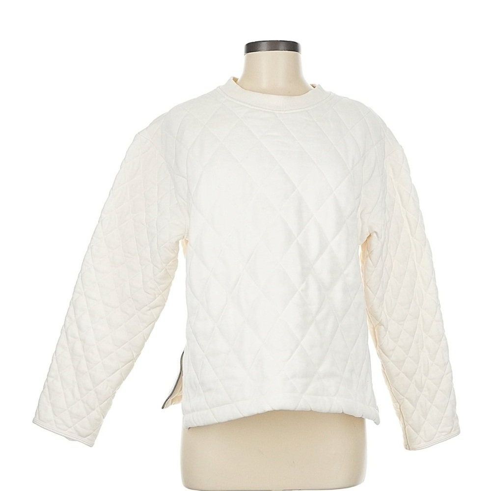 Athleta Cream quilted retroplush crewneck